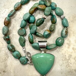 Jay King DTR Kingman Turquoise Pendant with Kingman Beaded Necklace